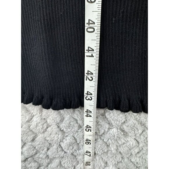 Almost Famous Black Dress Stretch below Knee‎ Sheer Floral Sleeves Size M/L - Picture 10 of 12